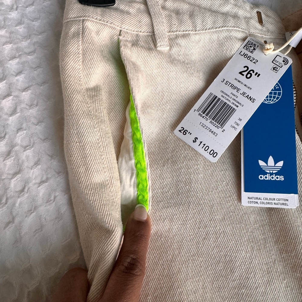 Adidas 3 stripe wide leg jeans NWT - Picture 3 of 5